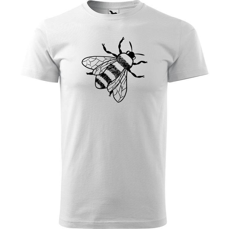 Ručně malované pánské triko Heavy New - Včela Velikost trička: XS, Barva trička: BÍLÁ, Barva motivu: ČERNÁ