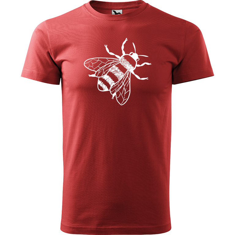 Ručně malované pánské triko Heavy New - Včela Velikost trička: L, Barva trička: BORDÓ, Barva motivu: BÍLÁ