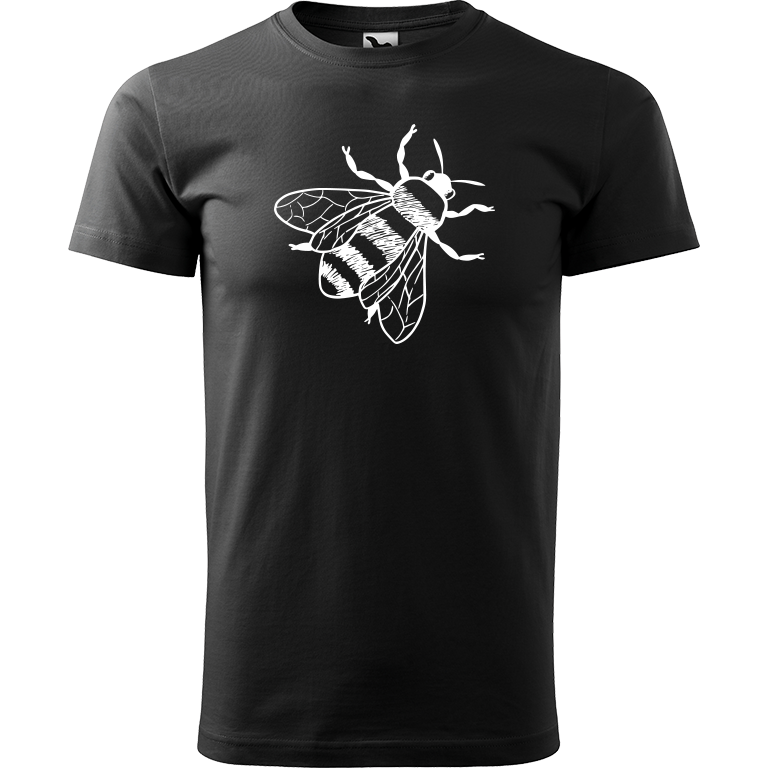Ručně malované pánské triko Heavy New - Včela Velikost trička: M, Barva trička: ČERNÁ, Barva motivu: BÍLÁ