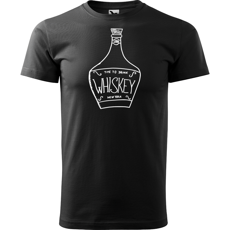 Ručně malované pánské triko Heavy New - Whiskey Velikost trička: XXL, Barva trička: ČERNÁ, Barva motivu: BÍLÁ