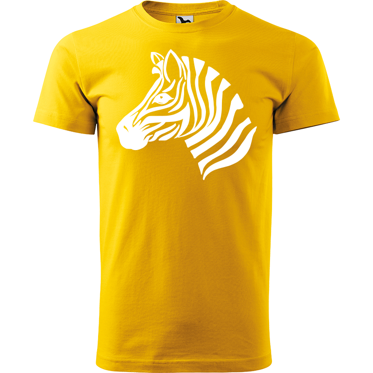 Ručně malované pánské triko Heavy New - Zebra Velikost trička: M, Barva trička: ŽLUTÁ, Barva motivu: BÍLÁ