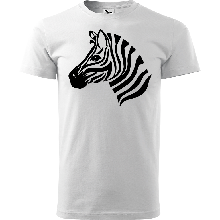 Ručně malované pánské triko Heavy New - Zebra Velikost trička: XXL, Barva trička: BÍLÁ, Barva motivu: ČERNÁ