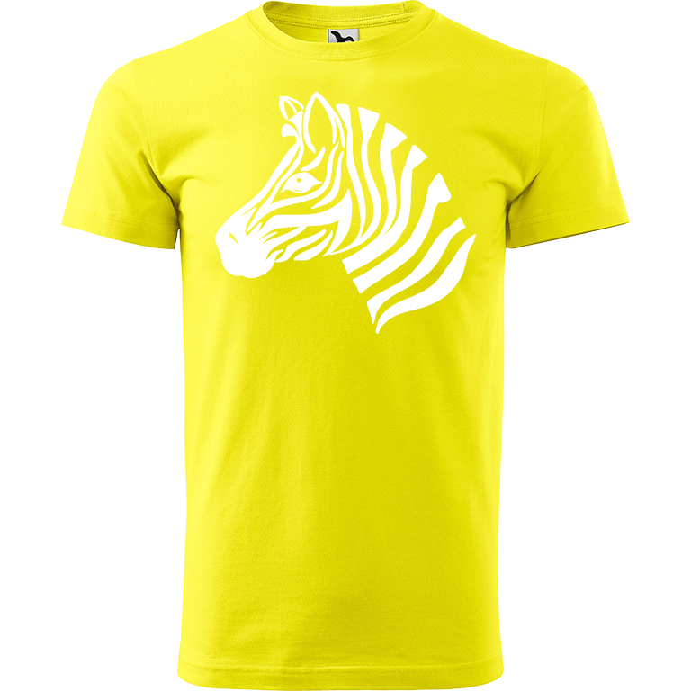 Ručně malované pánské triko Heavy New - Zebra Velikost trička: M, Barva trička: CITRONOVÁ, Barva motivu: BÍLÁ