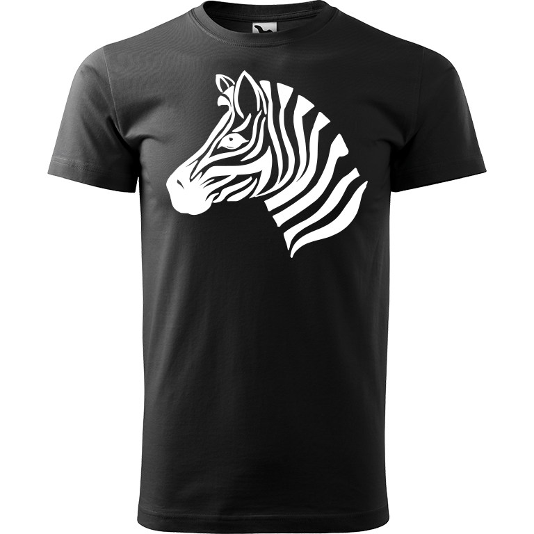 Ručně malované pánské triko Heavy New - Zebra Velikost trička: XS, Barva trička: ČERNÁ, Barva motivu: BÍLÁ