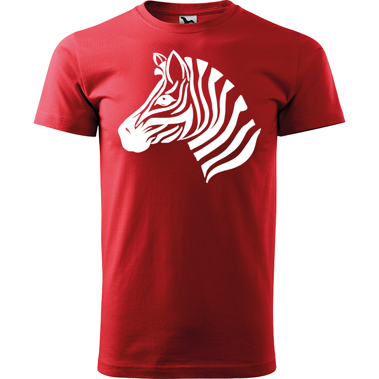 Ručně malované pánské triko Heavy New - Zebra Velikost trička: XXL, Barva trička: ČERVENÁ, Barva motivu: BÍLÁ