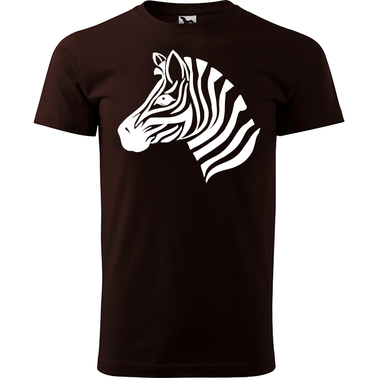 Ručně malované pánské triko Heavy New - Zebra Velikost trička: XXL, Barva trička: KÁVOVÁ, Barva motivu: BÍLÁ