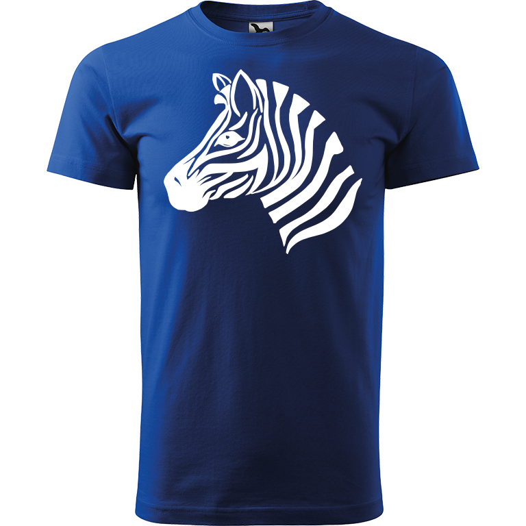 Ručně malované pánské triko Heavy New - Zebra Velikost trička: XXL, Barva trička: MODRÁ, Barva motivu: BÍLÁ