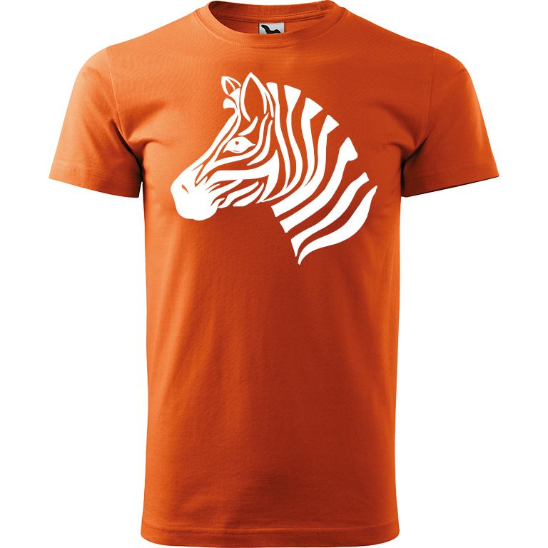 Ručně malované pánské triko Heavy New - Zebra Velikost trička: M, Barva trička: ORANŽOVÁ, Barva motivu: BÍLÁ