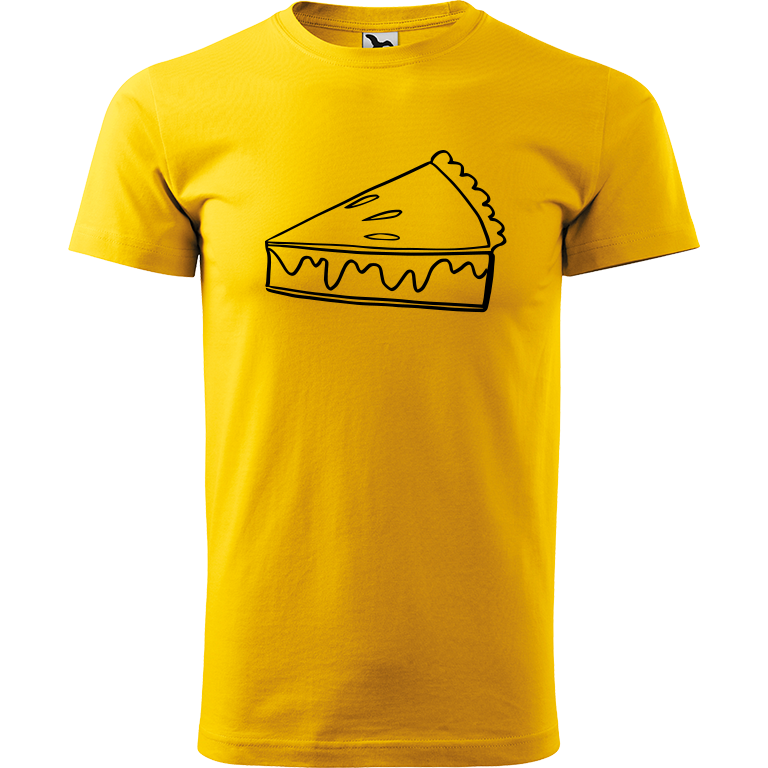 Ručně malované pánské triko Heavy New - Pie Velikost trička: XL, Barva trička: ŽLUTÁ, Barva motivu: ČERNÁ