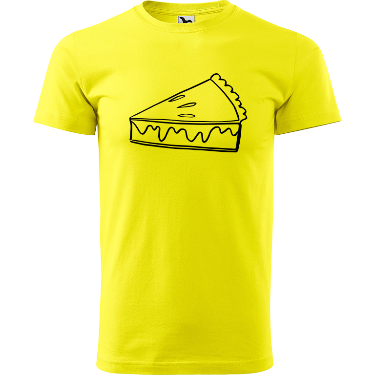 Ručně malované pánské triko Heavy New - Pie Velikost trička: XL, Barva trička: CITRONOVÁ, Barva motivu: ČERNÁ