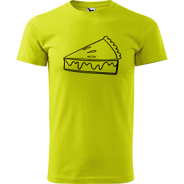 Ručně malované pánské triko Heavy New - Pie Velikost trička: L, Barva trička: LIMETKOVÁ, Barva motivu: ČERNÁ