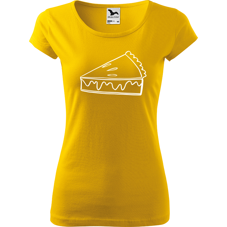 Ručně malované dámské triko Pure - Pie Velikost trička: L, Barva trička: ŽLUTÁ, Barva motivu: BÍLÁ