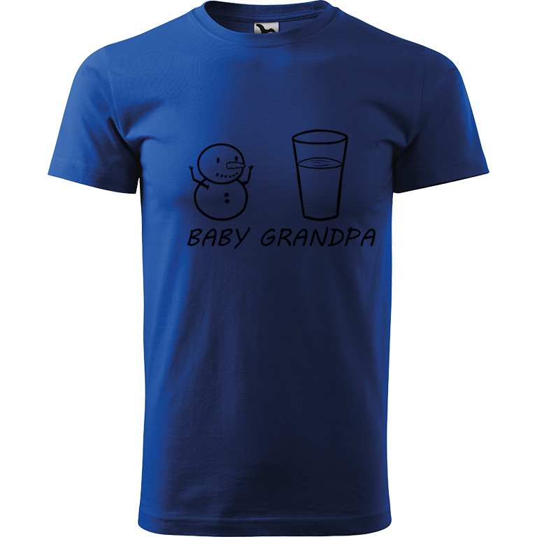Ručně malované pánské triko Heavy New - Baby Snowman, Grandpa Snowman Velikost trička: XL, Barva trička: MODRÁ, Barva motivu: ČERNÁ