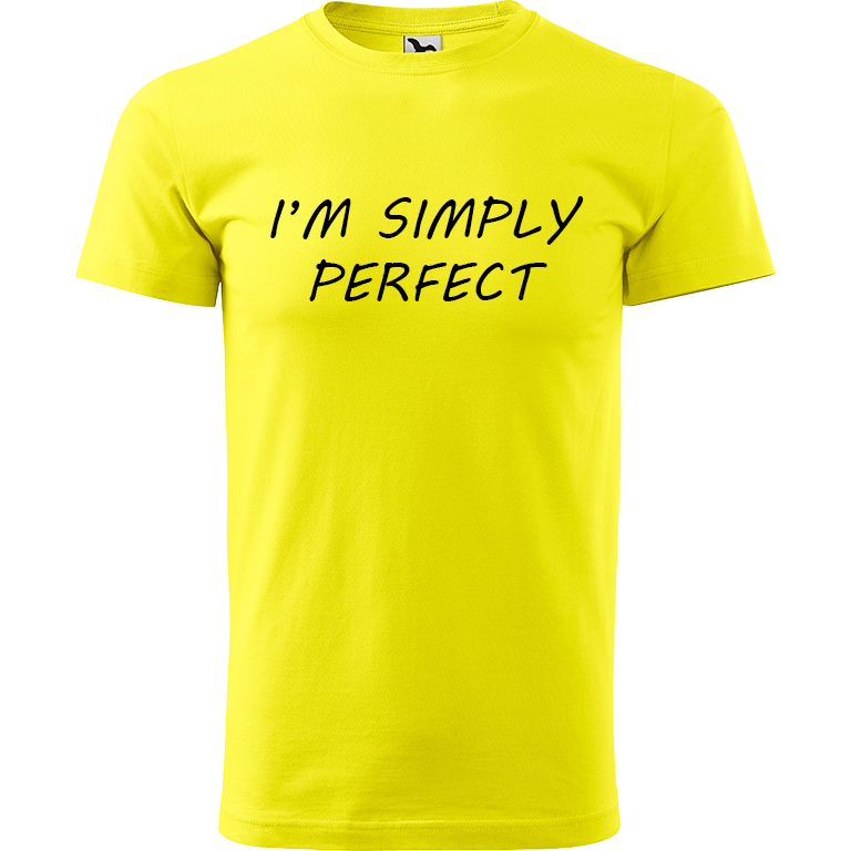 Ručně malované pánské triko Heavy New - I'm Simply Perfect Velikost trička: XXL, Barva trička: ČERVENÁ, Barva motivu: ČERNÁ