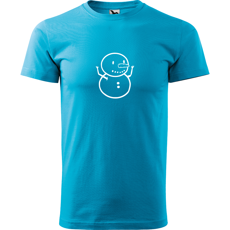 Ručně malované pánské triko Heavy New - Sněhuláče Velikost trička: M, Barva trička: TYRKYSOVÁ, Barva motivu: BÍLÁ