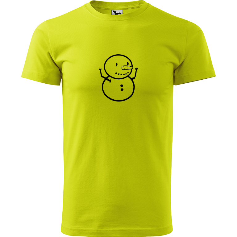 Ručně malované pánské triko Heavy New - Sněhuláče Velikost trička: L, Barva trička: LIMETKOVÁ, Barva motivu: ČERNÁ