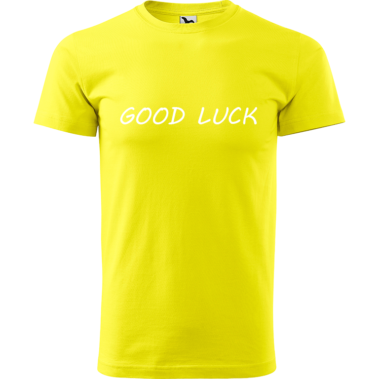 Ručně malované pánské triko Heavy New - Good Luck Velikost trička: XXL, Barva trička: ČERVENÁ, Barva motivu: BÍLÁ