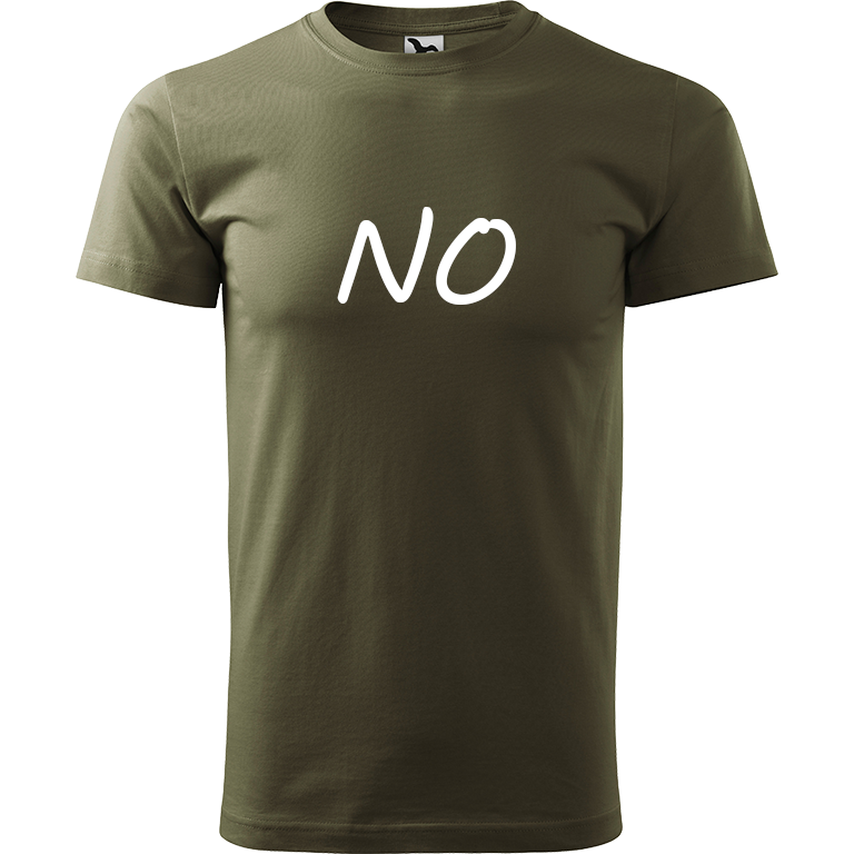 Ručně malované pánské triko Heavy New - NO Velikost trička: M, Barva trička: ARMY, Barva motivu: BÍLÁ