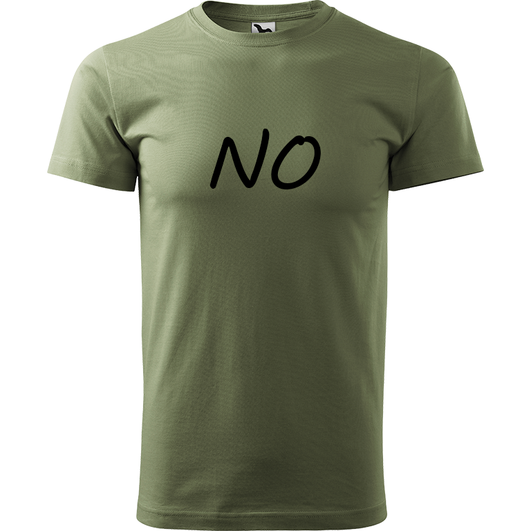 Ručně malované pánské triko Heavy New - NO Velikost trička: XS, Barva trička: KHAKI, Barva motivu: ČERNÁ