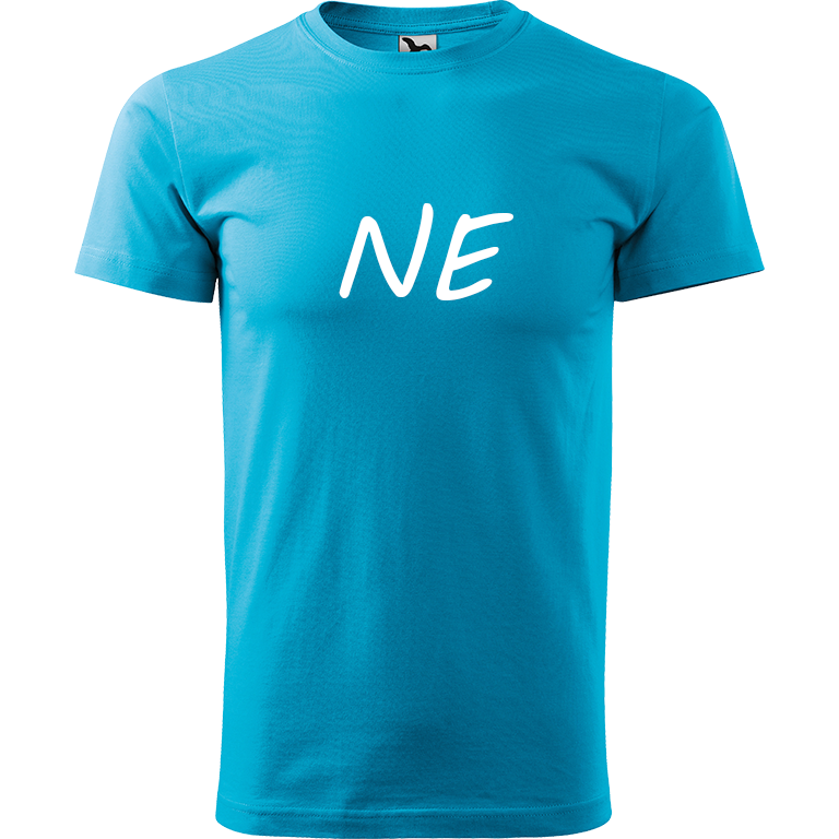 Ručně malované pánské triko Heavy New - NE Velikost trička: XL, Barva trička: TYRKYSOVÁ, Barva motivu: BÍLÁ