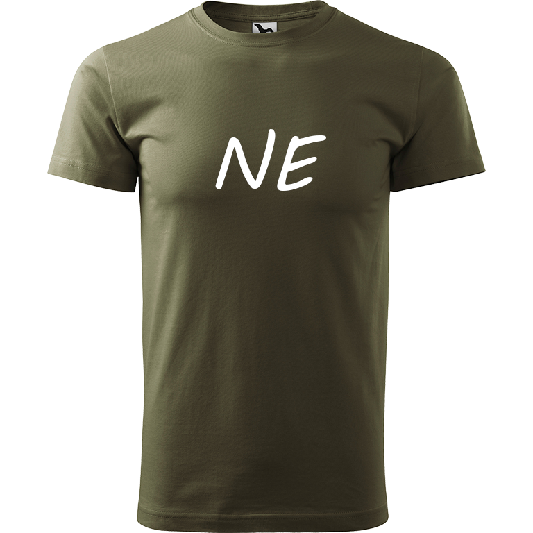 Ručně malované pánské triko Heavy New - NE Velikost trička: M, Barva trička: ARMY, Barva motivu: BÍLÁ