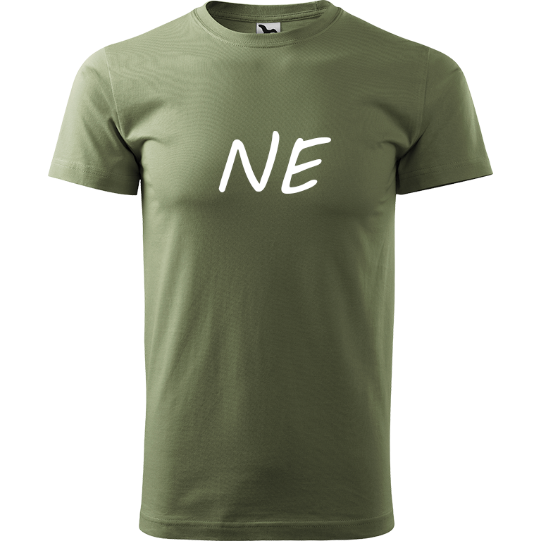 Ručně malované pánské triko Heavy New - NE Velikost trička: XS, Barva trička: KHAKI, Barva motivu: BÍLÁ