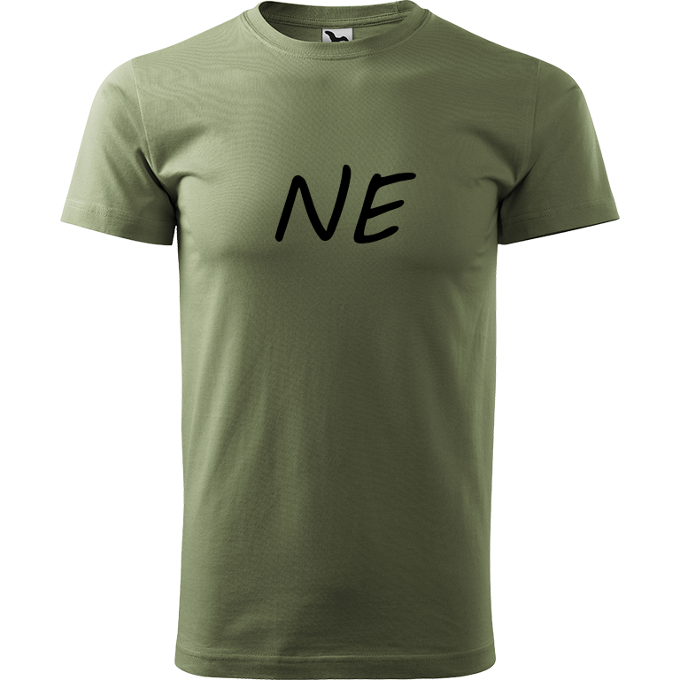 Ručně malované pánské triko Heavy New - NE Velikost trička: XS, Barva trička: KHAKI, Barva motivu: ČERNÁ