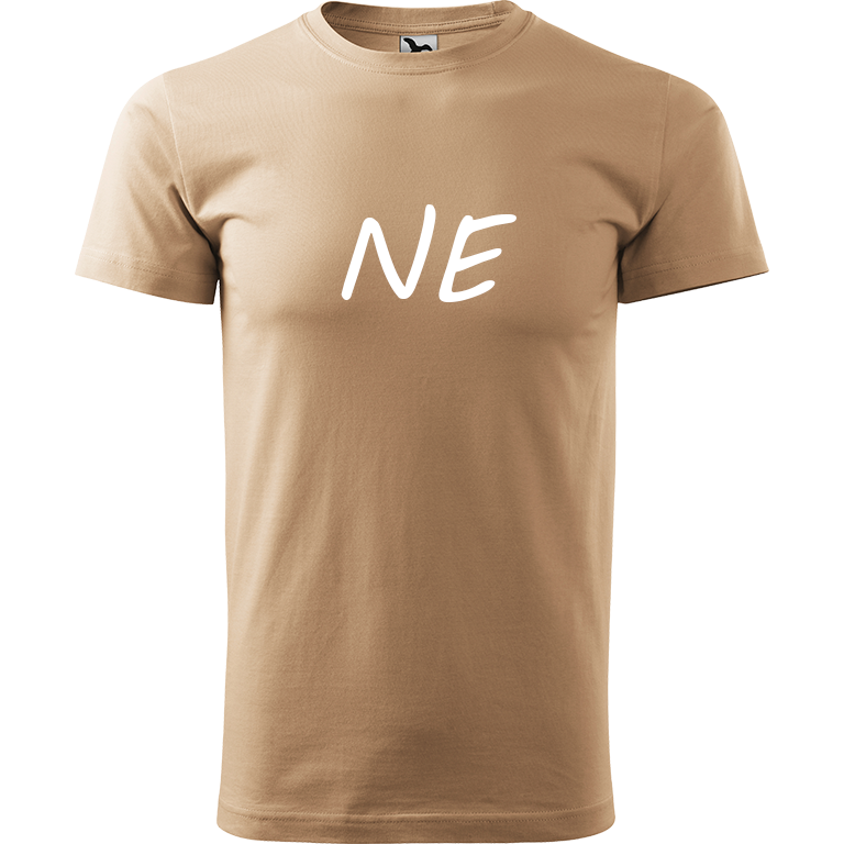 Ručně malované pánské triko Heavy New - NE Velikost trička: M, Barva trička: PÍSKOVÁ, Barva motivu: BÍLÁ