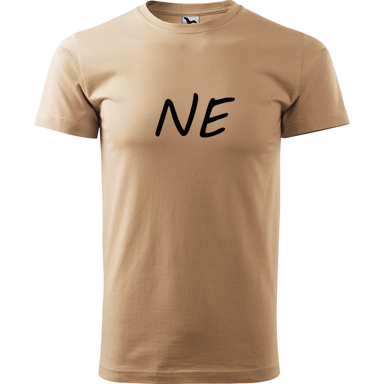 Ručně malované pánské triko Heavy New - NE Velikost trička: M, Barva trička: PÍSKOVÁ, Barva motivu: ČERNÁ