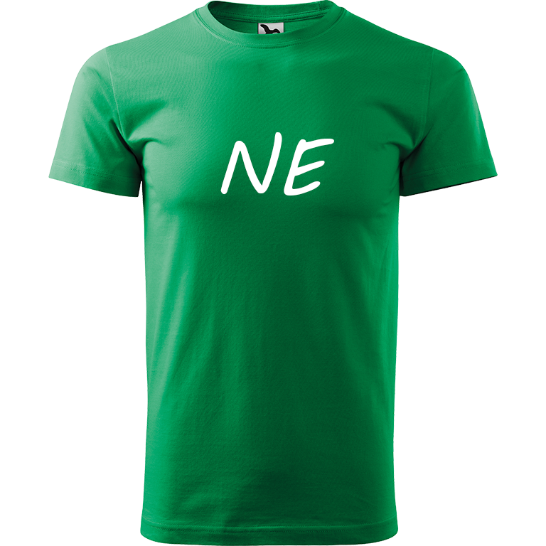 Ručně malované pánské triko Heavy New - NE Velikost trička: XL, Barva trička: STŘEDNĚ ZELENÁ, Barva motivu: BÍLÁ