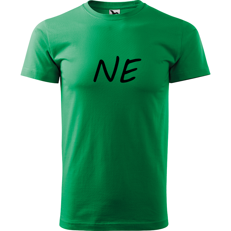 Ručně malované pánské triko Heavy New - NE Velikost trička: XL, Barva trička: STŘEDNĚ ZELENÁ, Barva motivu: ČERNÁ