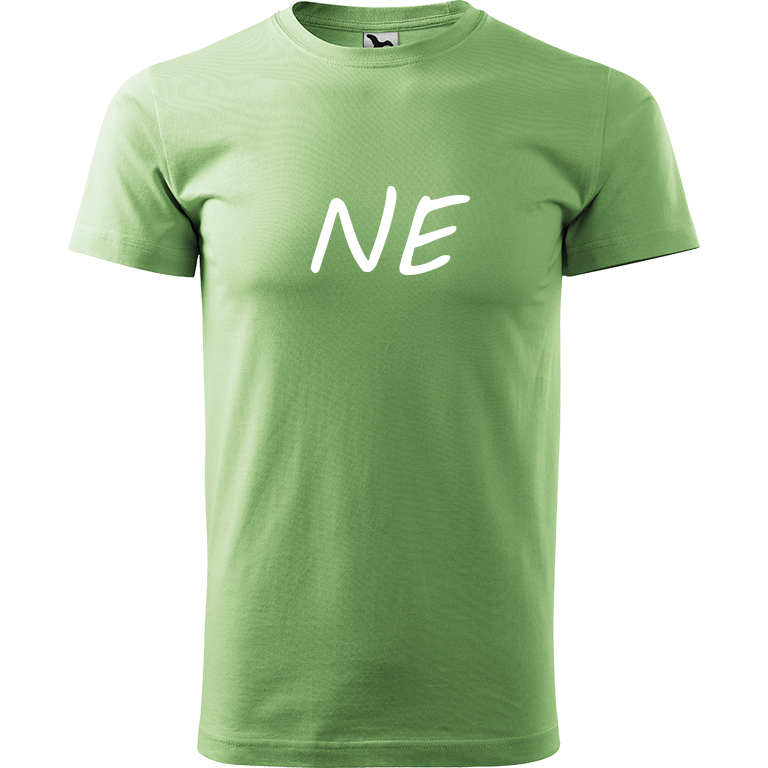 Ručně malované pánské triko Heavy New - NE Velikost trička: XXL, Barva trička: TRÁVOVĚ ZELENÁ, Barva motivu: BÍLÁ