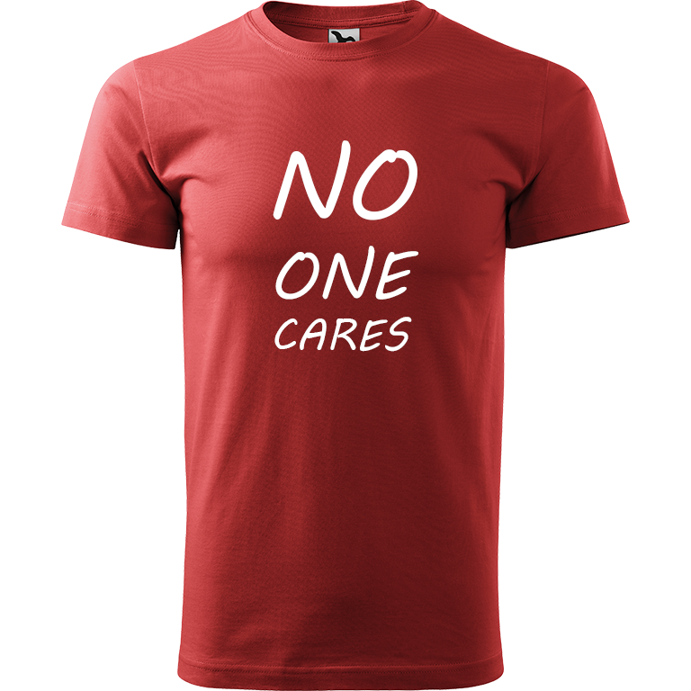 Ručně malované pánské triko Heavy New - No One Cares Velikost trička: XXL, Barva trička: BORDÓ, Barva motivu: BÍLÁ