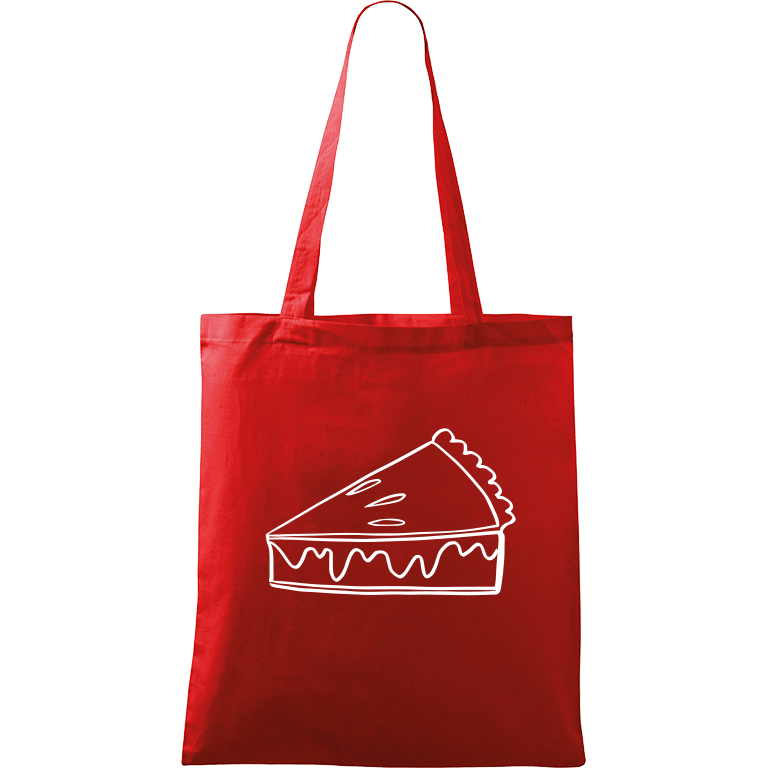 Ručně malovaná plátěná taška Handy - Pie Barva tašky: ČERVENÁ, Barva motivu: BÍLÁ