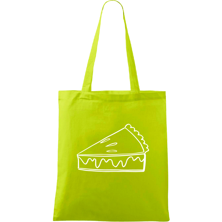 Ručně malovaná plátěná taška Handy - Pie Barva tašky: LIMETKOVÁ, Barva motivu: BÍLÁ