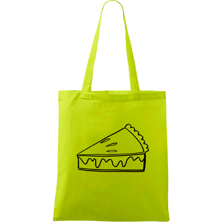 Ručně malovaná plátěná taška Handy - Pie Barva tašky: LIMETKOVÁ, Barva motivu: ČERNÁ