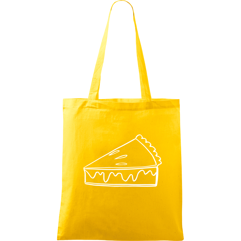 Ručně malovaná plátěná taška Handy - Pie Barva tašky: ŽLUTÁ, Barva motivu: BÍLÁ