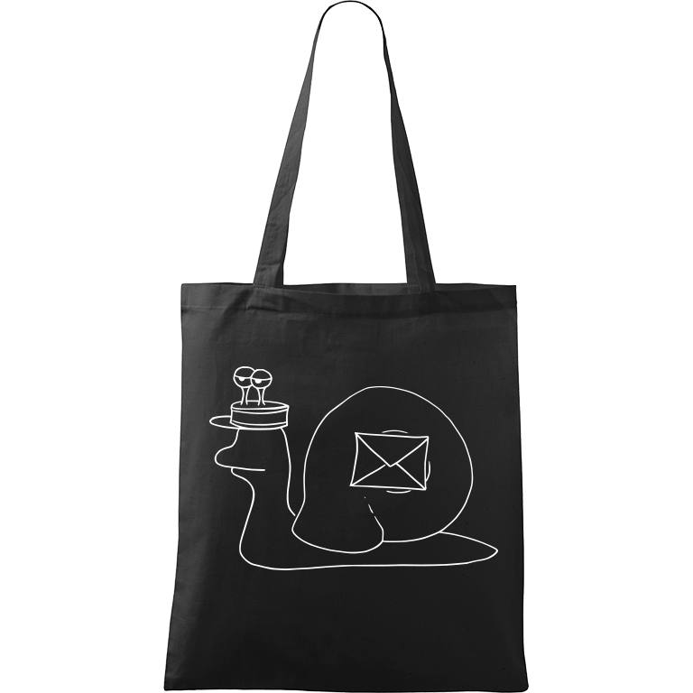 Ručně malovaná plátěná taška Handy - Poštovní šnek Barva tašky: ČERNÁ, Barva motivu: BÍLÁ