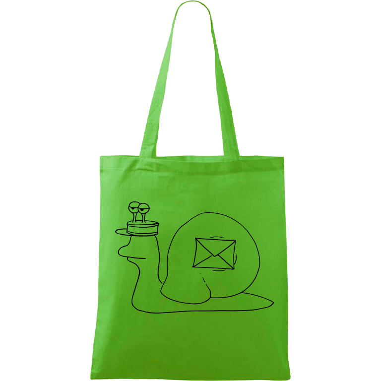 Ručně malovaná plátěná taška Handy - Poštovní šnek Barva tašky: ZELENÁ, Barva motivu: ČERNÁ