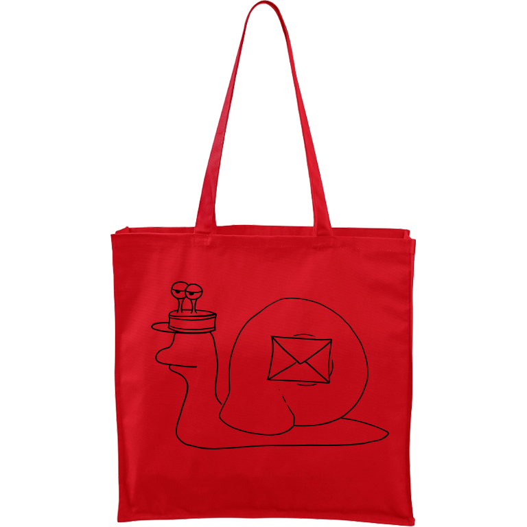 Ručně malovaná plátěná taška Carry - Poštovní šnek Barva tašky: ČERVENÁ, Barva motivu: ČERNÁ