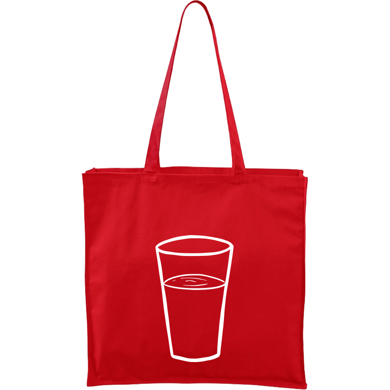 Ručně malovaná plátěná taška Carry - Sklenička s vodou Barva tašky: ČERVENÁ, Barva motivu: BÍLÁ
