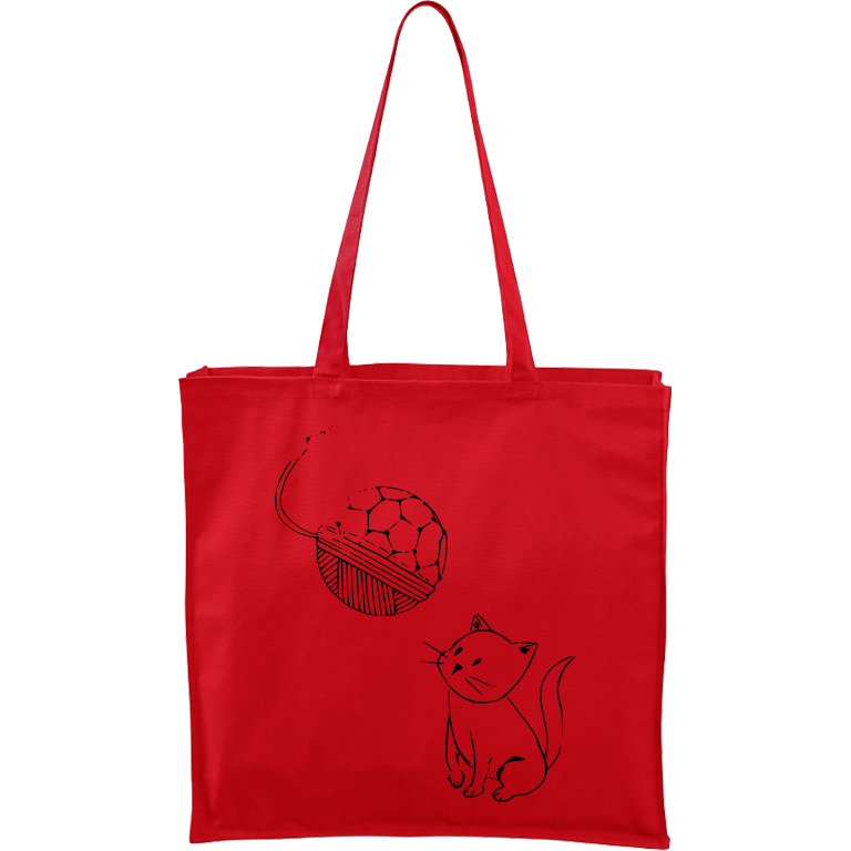Ručně malovaná plátěná taška Carry - Kotě s Fullerenem Barva tašky: ČERVENÁ, Barva motivu: ČERNÁ