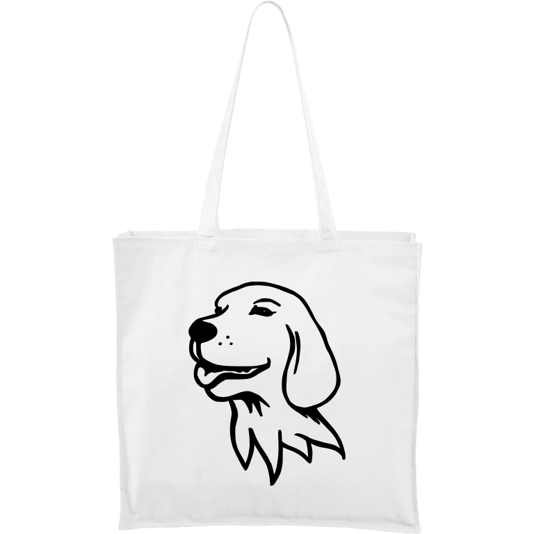 Ručně malovaná plátěná taška Carry - Pes - Retrývr Barva tašky: BÍLÁ, Barva motivu: ČERNÁ