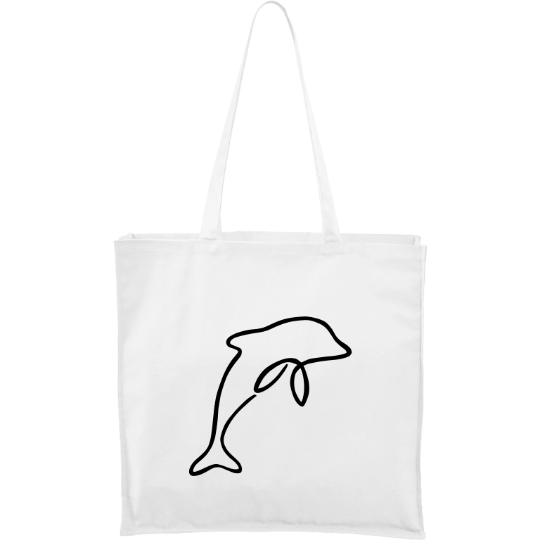 Ručně malovaná plátěná taška Carry - Jednotahové - Delfín Barva tašky: BÍLÁ, Barva motivu: ČERNÁ