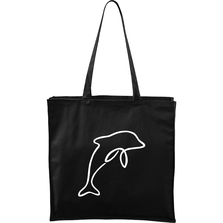 Ručně malovaná plátěná taška Carry - Jednotahové - Delfín Barva tašky: ČERNÁ, Barva motivu: BÍLÁ