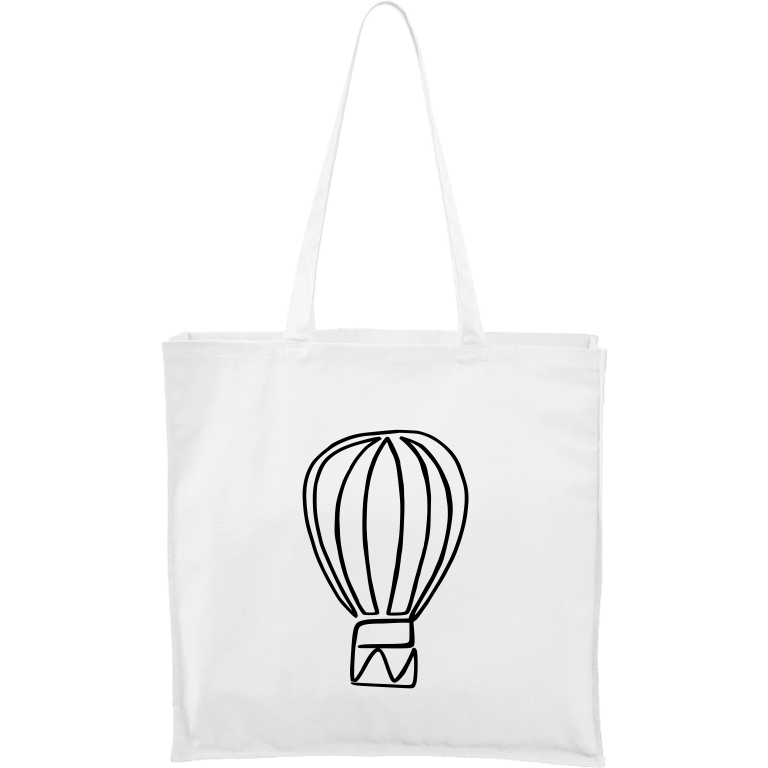 Ručně malovaná plátěná taška Carry - Jednotahové - Horkovzdušný balon Barva tašky: BÍLÁ, Barva motivu: ČERNÁ
