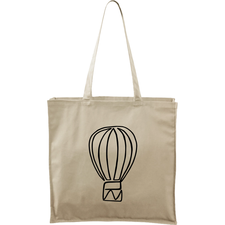 Ručně malovaná plátěná taška Carry - Jednotahové - Horkovzdušný balon Barva tašky: PŘÍRODNÍ, Barva motivu: ČERNÁ