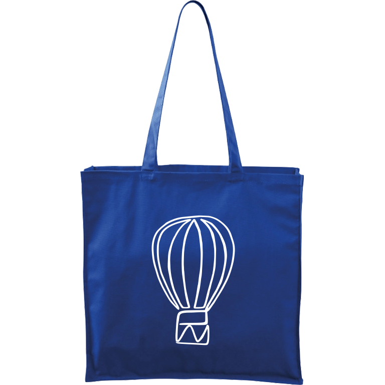 Ručně malovaná plátěná taška Carry - Jednotahové - Horkovzdušný balon Barva tašky: MODRÁ, Barva motivu: BÍLÁ
