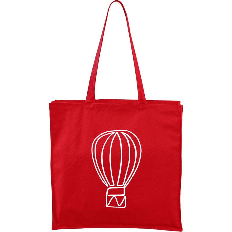 Ručně malovaná plátěná taška Carry - Jednotahové - Horkovzdušný balon Barva tašky: ČERVENÁ, Barva motivu: BÍLÁ