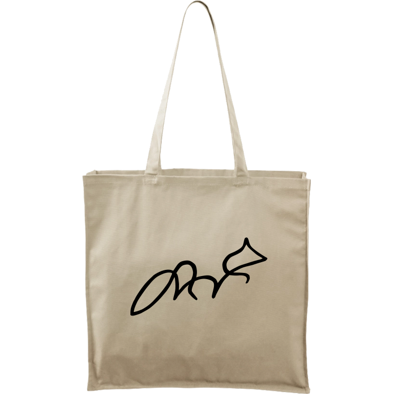 Ručně malovaná plátěná taška Carry - Jednotahové - Liška Barva tašky: PŘÍRODNÍ, Barva motivu: ČERNÁ